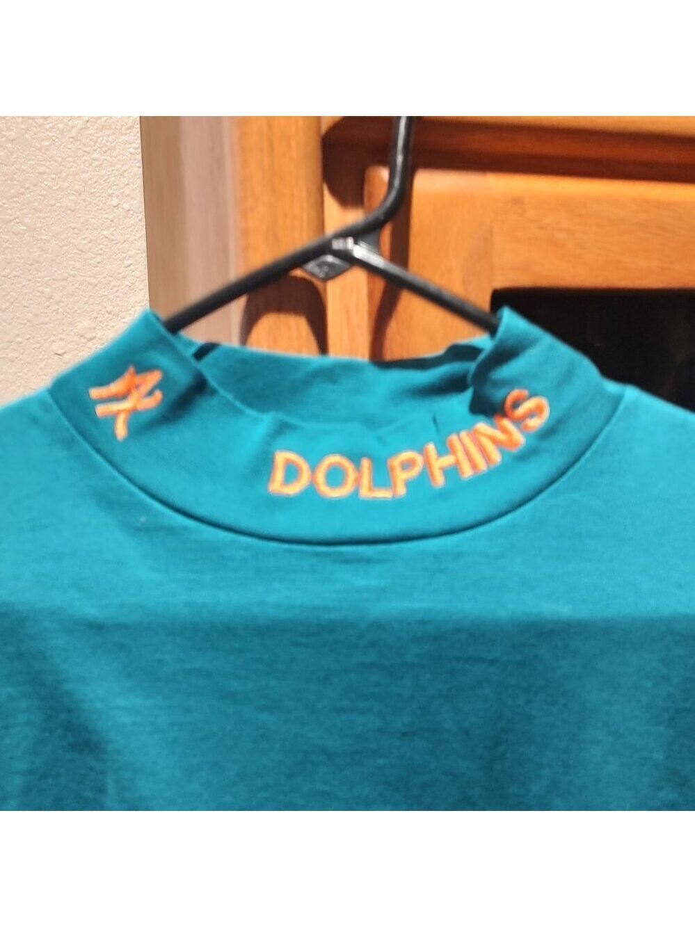 Vintage Dolphins NFL Mock Turtleneck Long Sleeve Shirt Large - Picture 3 of 5